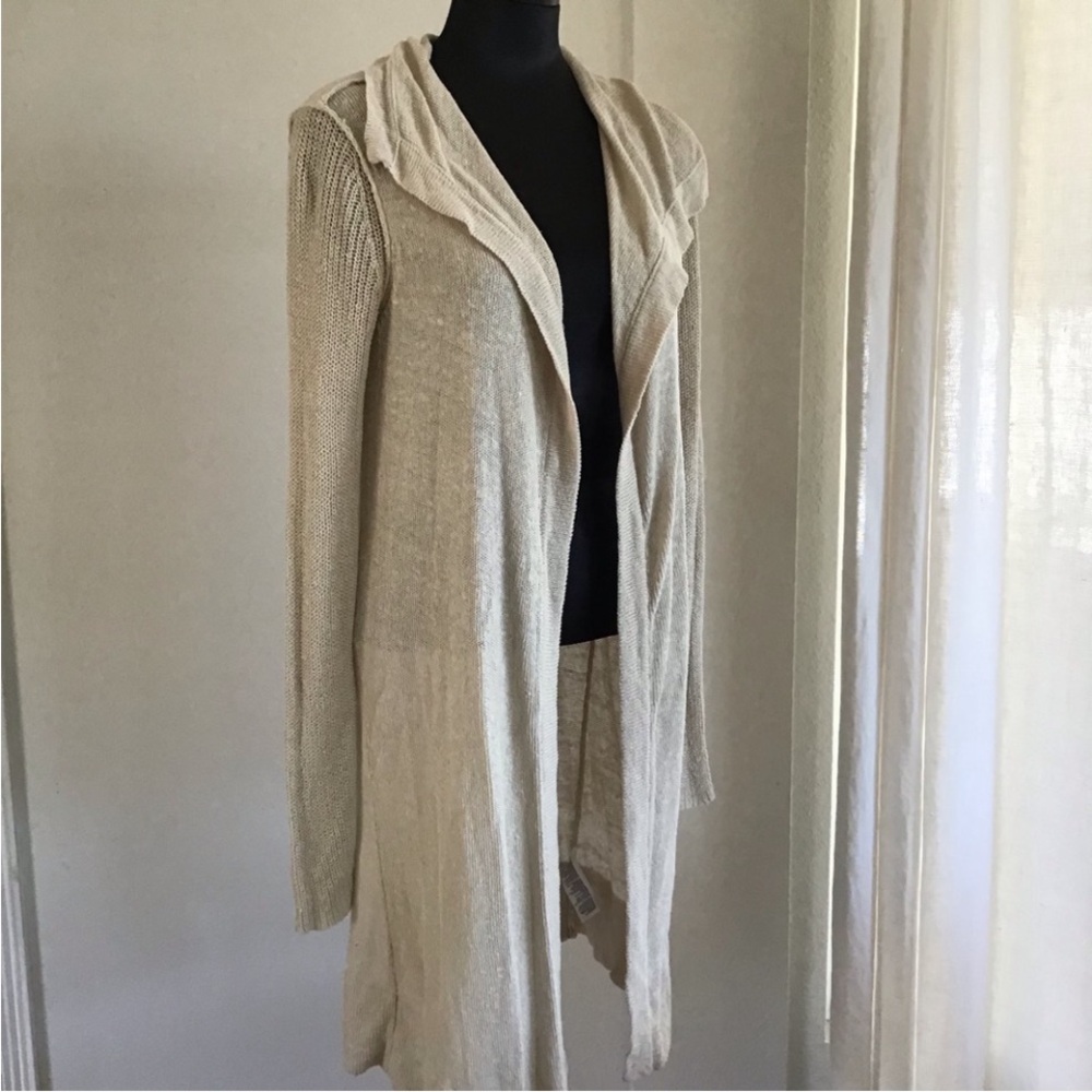 JAMES PERSE Draped Cardigan Silk Ecru Knit Linen/Beige NWT $295 Small/ Medium - Picture 4 of 14